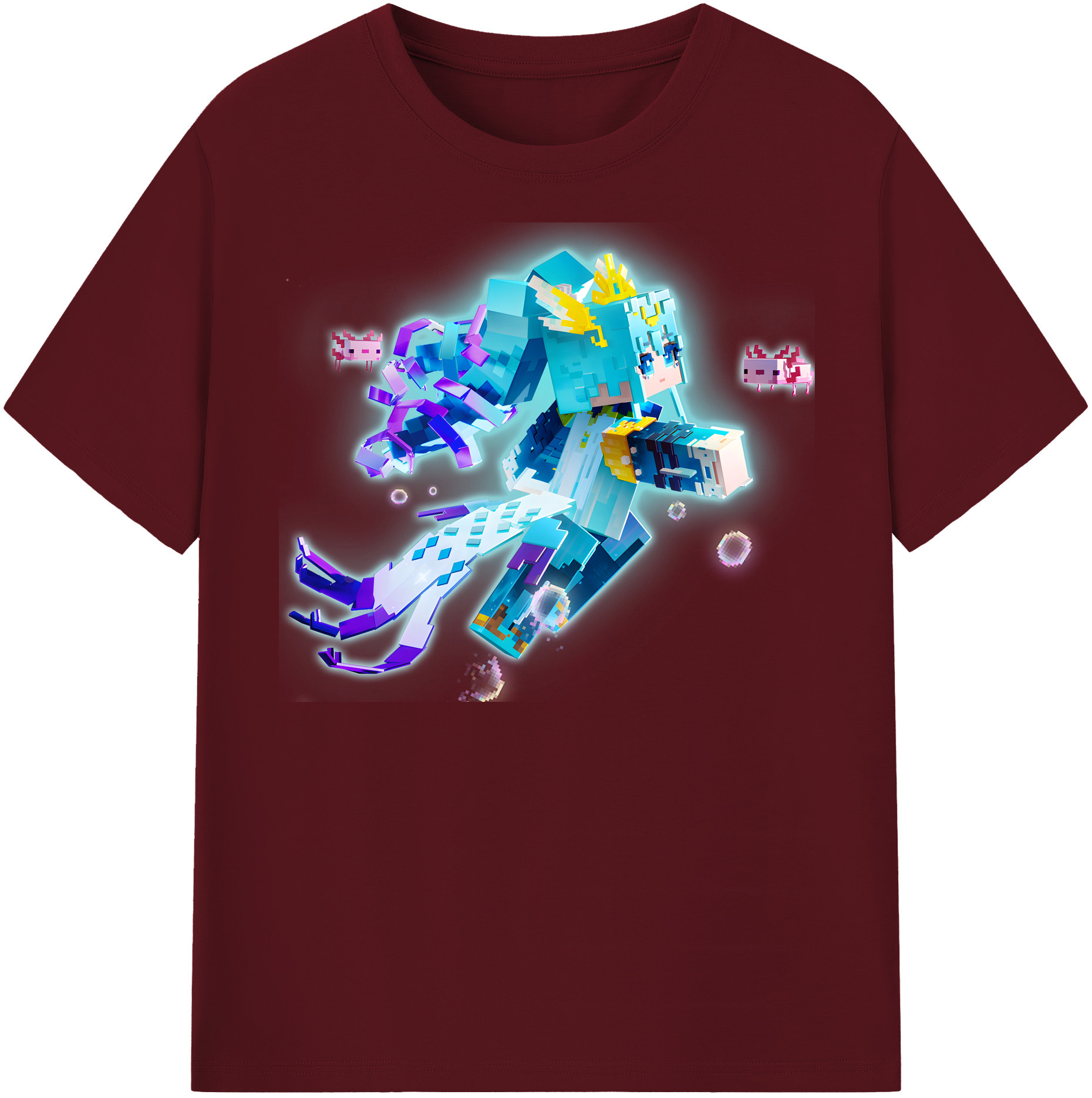 （画像用） マインクラフト ブロックの世界 Minecraft MC Block world 綿100％半袖Tシャツ（フロントプリント）